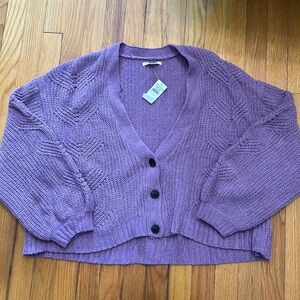 Purple cardigan sweater